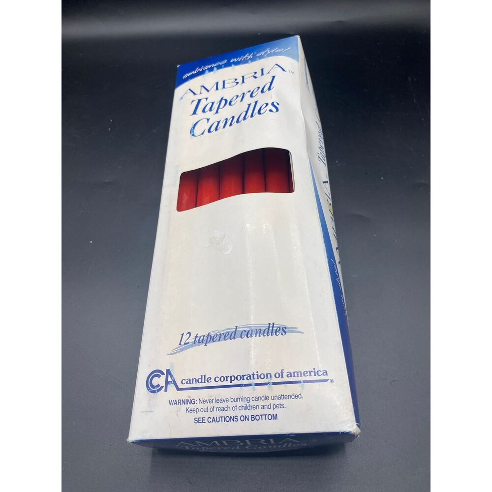 vintage Lot of 12 Ambria Tapered red candles made in Hong Kong NEW In packaging - Picture 3 of 7